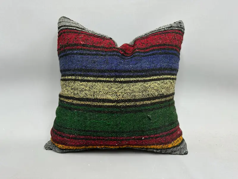 20x20 Purple Cushion, Customized Cushion, Pillow Case, Handwoven Cushion Case, Pillow for Couch, Kilim Pillow Cover, Ethnical Kilim Rug Pillow - 1