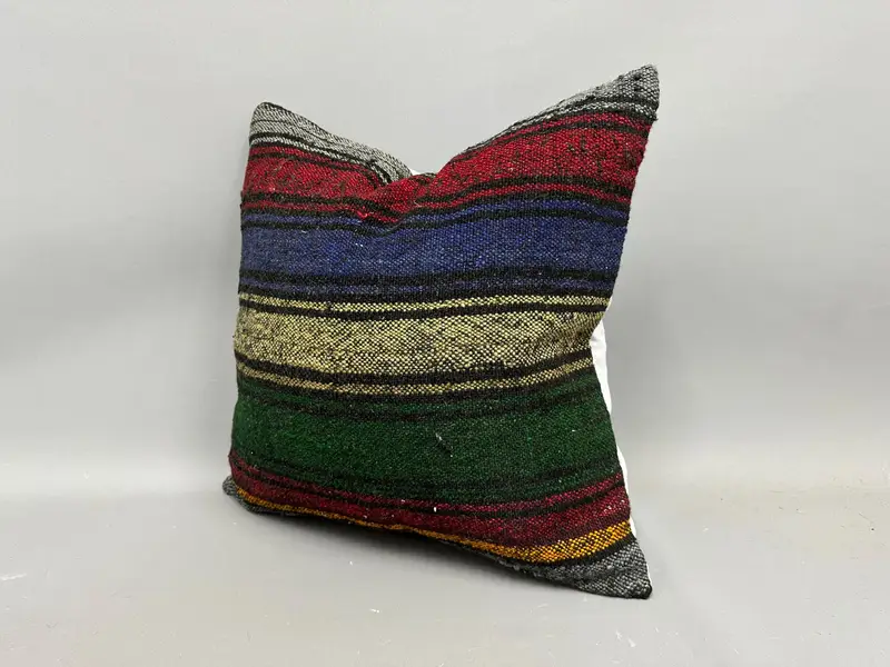 20x20 Purple Cushion, Customized Cushion, Pillow Case, Handwoven Cushion Case, Pillow for Couch, Kilim Pillow Cover, Ethnical Kilim Rug Pillow - 3