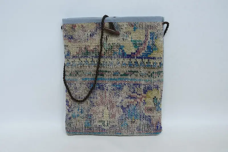 ボヘミアン ウール ショルダー バッグ ジッパー付き、ヴィンテージ モチーフ キリム バッグ