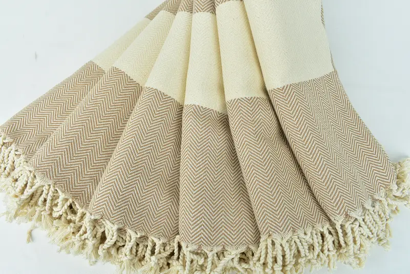 Personalized Gift, Bridal Shower Gift, Soft and absorbent Turkish towel, Sand-free towel, Xmas Gifts, Gym Towel, 70x40 Cotton Herringbone Towel - 4