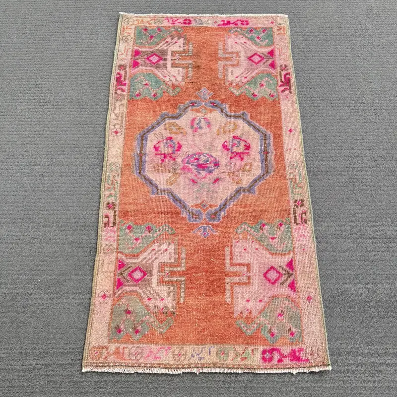 Red and Pink Check Rug, 0.1x3.3 ft Chic Decor
