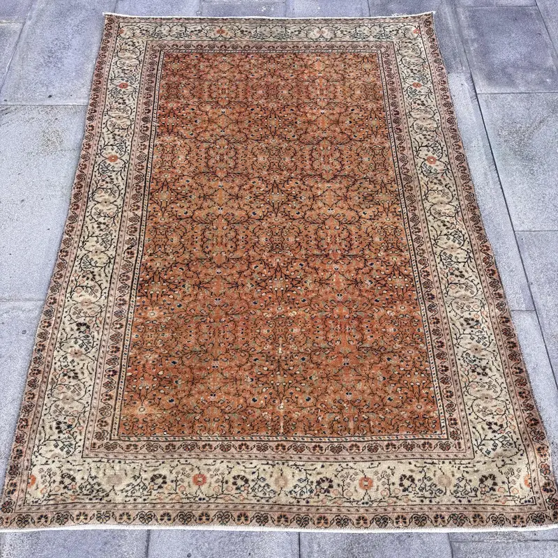 Alfombra Patchwork Naranja y Verde, 1,1x1,8m Decoración Vibrante