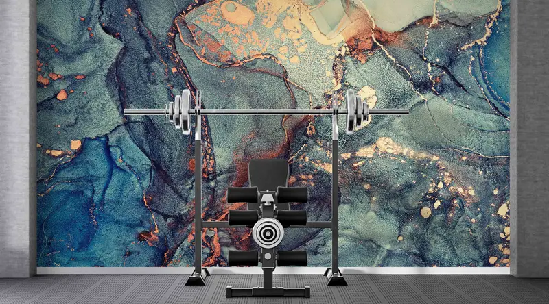 Green And Blue Marble Wall Poster, Modern Wall Decals, Gold Marble Mural, Shimmery Paper Art, Art Deco Wallpaper, Gift Wallpaper, Marble Art - 5