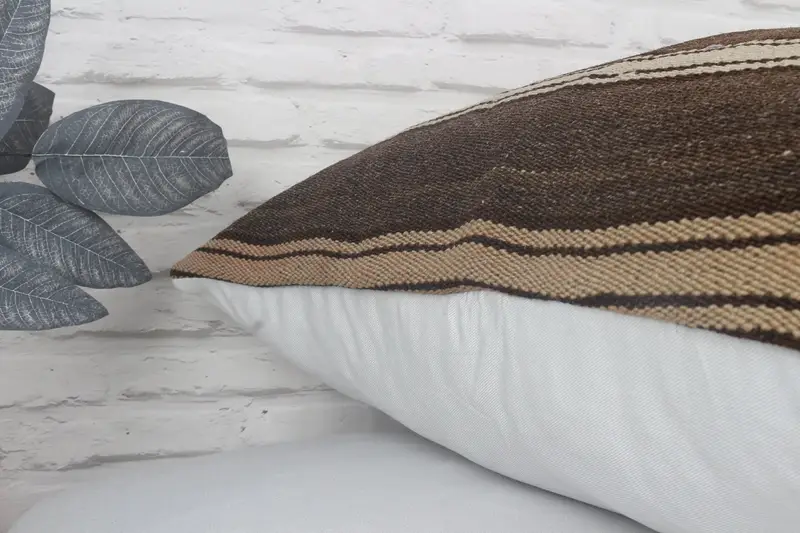 Bed Pillow Sham, Cushion, Hippie Throw Cushion Case, 28x28 Brown Cushion, Pillow for Couch, Home Decor Pillow, Turkish Kilim Pillow - 8