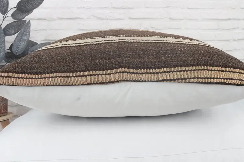 Bed Pillow Sham, Cushion, Hippie Throw Cushion Case, 28x28 Brown Cushion, Pillow for Couch, Home Decor Pillow, Turkish Kilim Pillow - 6
