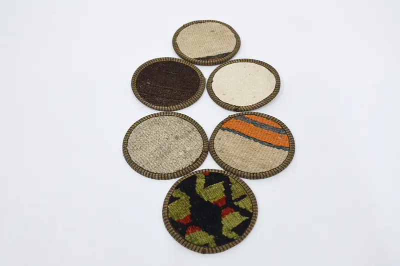 Bohemian Round Coaster, Brown and White Coaster