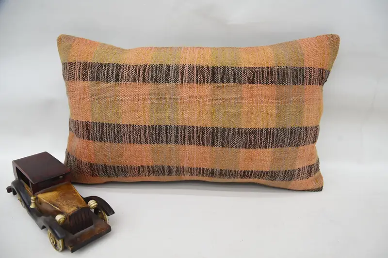 Pillow Case, Customized Pillow Case, 12x20 Orange Pillow Cover, Pillow for Couch, Boho Pillow Sham Cover, Vintage Kilim Throw Pillow - 4