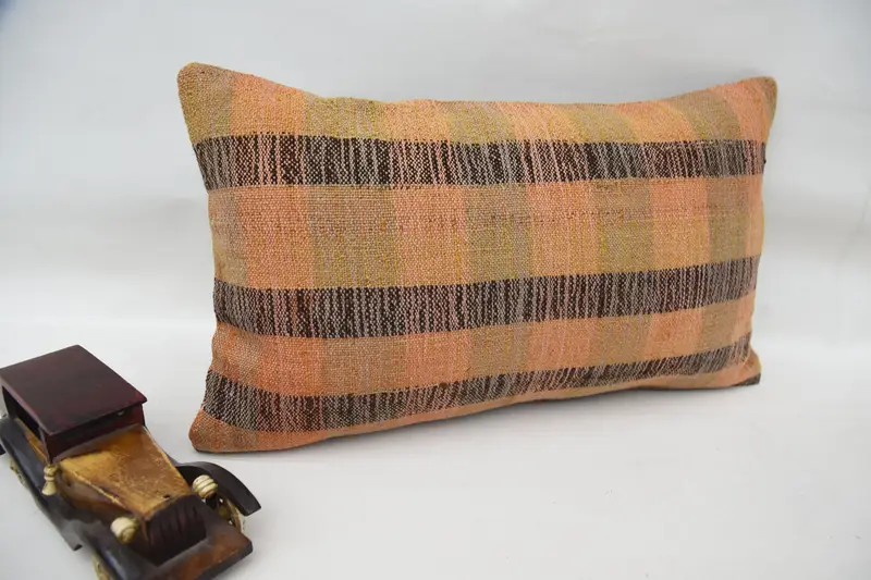 Pillow Case, Customized Pillow Case, 12x20 Orange Pillow Cover, Pillow for Couch, Boho Pillow Sham Cover, Vintage Kilim Throw Pillow - 2