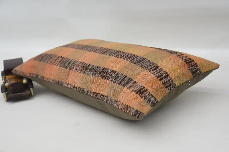Pillow Case, Customized Pillow Case, 12x20 Orange Pillow Cover, Pillow for Couch, Boho Pillow Sham Cover, Vintage Kilim Throw Pillow - 6
