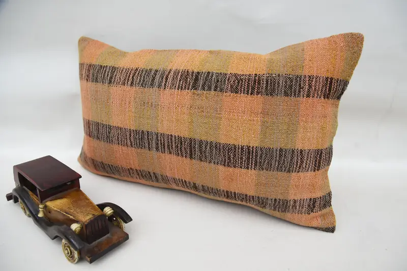 Pillow Case, Customized Pillow Case, 12x20 Orange Pillow Cover, Pillow for Couch, Boho Pillow Sham Cover, Vintage Kilim Throw Pillow - 3