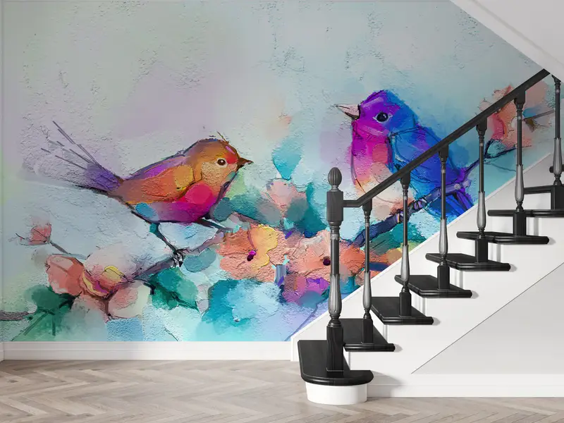Paper Wall Art, Modern Wall Paper, Colorful Wall Painting, Custom Wall Paper, , Contemporary Wall Decor, Colorful Bird Wall Decor, - 10