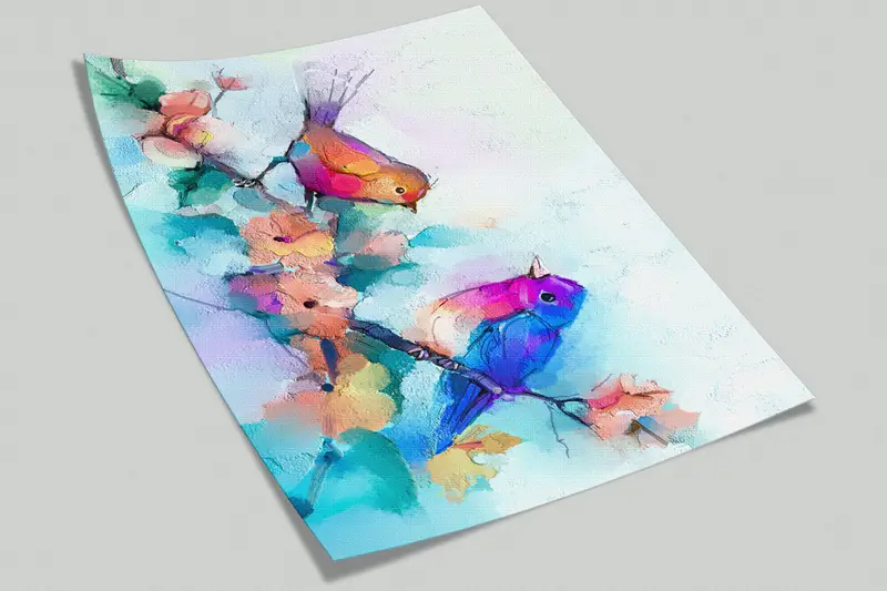 Paper Wall Art, Modern Wall Paper, Colorful Wall Painting, Custom Wall Paper, , Contemporary Wall Decor, Colorful Bird Wall Decor, - 6