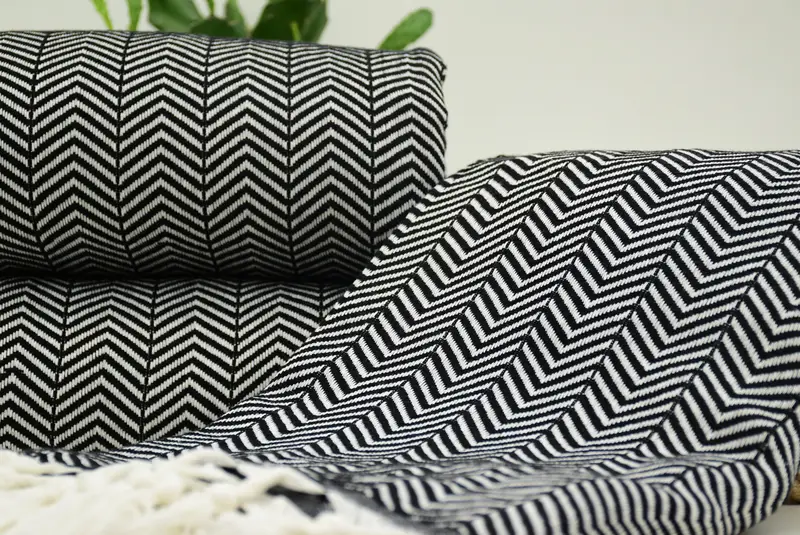 ブランケット トルコ製 ハンドメイド コットン ブラック ブランケット 79x90 (200x230cm) - 1