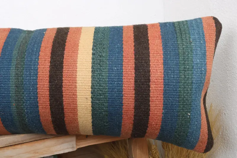Pillow for Sofa, Nautical Throw Pillow Cover, 12x43 Blue Pillow Sham, Cushion, Pillow for Couch, Throw Kilim Pillow, Tapestry Pillow Sham - 5