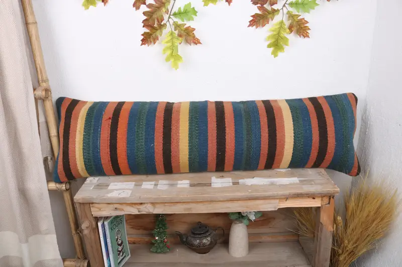 Pillow for Sofa, Nautical Throw Pillow Cover, 12x43 Blue Pillow Sham, Cushion, Pillow for Couch, Throw Kilim Pillow, Tapestry Pillow Sham - 1