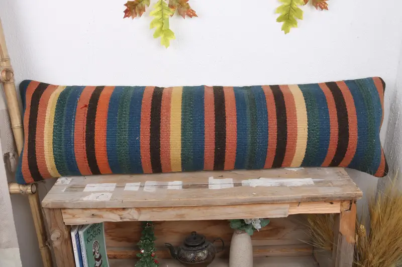Pillow for Sofa, Nautical Throw Pillow Cover, 12x43 Blue Pillow Sham, Cushion, Pillow for Couch, Throw Kilim Pillow, Tapestry Pillow Sham - 2
