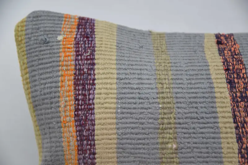 Ethnical Kilim Rug Pillow, Hippie Throw Pillow, Turkish Pillow, 16x24 Orange Cushion Cover, Kilim Pillow, Pillow Case, Ikat Pillow Cover - 2