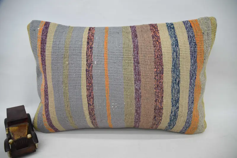 Ethnical Kilim Rug Pillow, Hippie Throw Pillow, Turkish Pillow, 16x24 Orange Cushion Cover, Kilim Pillow, Pillow Case, Ikat Pillow Cover - 5