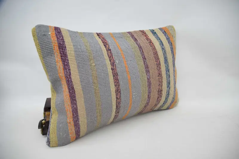 Ethnical Kilim Rug Pillow, Hippie Throw Pillow, Turkish Pillow, 16x24 Orange Cushion Cover, Kilim Pillow, Pillow Case, Ikat Pillow Cover - 3