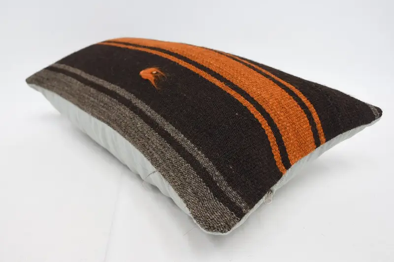 Vintage Kilim Throw Pillow, Kilim Pillow Cover, Designer Throw Pillow Cover, Cushion Cover, Vintage Pillow, 12x24 Brown Pillow Case - 6