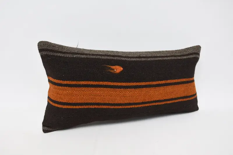 Vintage Kilim Throw Pillow, Kilim Pillow Cover, Designer Throw Pillow Cover, Cushion Cover, Vintage Pillow, 12x24 Brown Pillow Case - 3