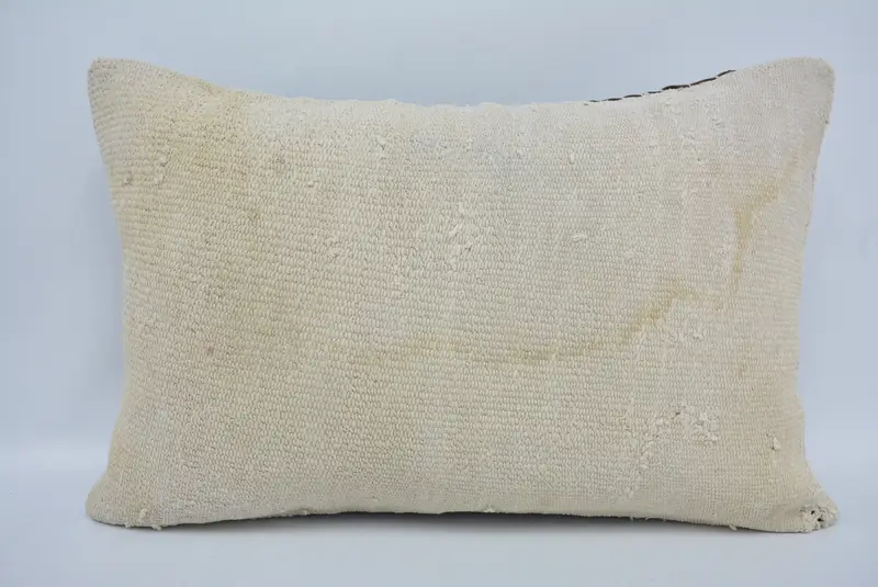 Hippie Throw Cushion, Home Decor Pillow, Vintage Kilim Pillow, Pillow Sham, Lounge Throw Cushion, Kilim Pillow Cover, 16x24 Beige Pillow - 1