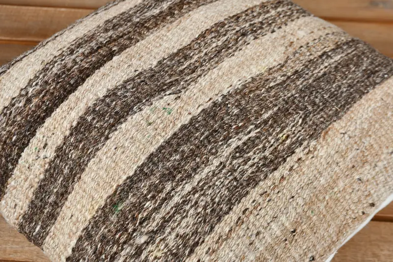 Kilim Cushion Sham, Boho Pillow, Boho Pillow Sham Cover, 12x12 Beige Cushion Case, Cushion, Accent Cushion, Crochet Pattern Cushion - 4