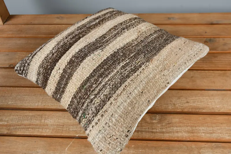 Kilim Cushion Sham, Boho Pillow, Boho Pillow Sham Cover, 12x12 Beige Cushion Case, Cushion, Accent Cushion, Crochet Pattern Cushion - 2