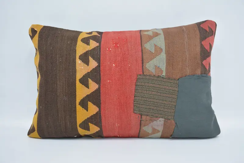 Aesthetic Cushion Cover, Throw Kilim Pillow, Tapestry Pillow, Pillow, 16x24 Brown Pillow Cover, Interior Designer Pillow, Kilim Cushion Sham - 1