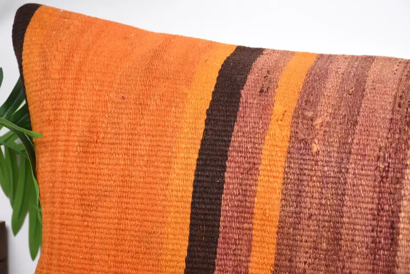 Pillow Sham, Boho Pillow, Morroccon Kilim Cushion Pillow Sham, 16x48 Orange Pillow Cover, Gift Pillow, Pillow for Couch, Outdoor Throw Pillow - 2