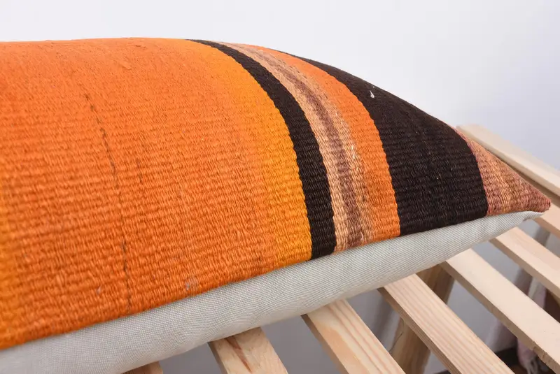Pillow Sham, Boho Pillow, Morroccon Kilim Cushion Pillow Sham, 16x48 Orange Pillow Cover, Gift Pillow, Pillow for Couch, Outdoor Throw Pillow - 7