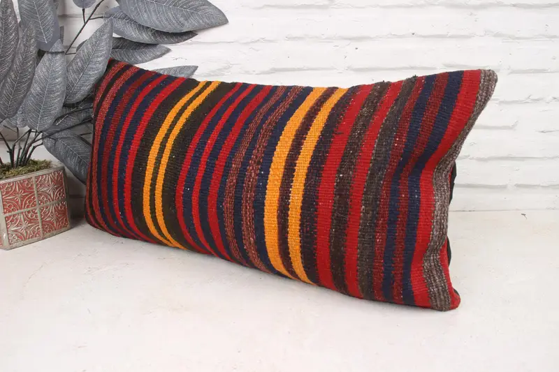 Turkish Kilim Pillow, Christmas Cushion, Retro Pillow, Interior Designer Pillow, 12x24 Red Pillow Cover, Antique Pillows, Cushion - 4