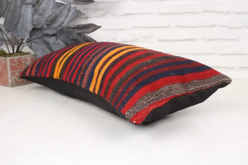 Turkish Kilim Pillow, Christmas Cushion, Retro Pillow, Interior Designer Pillow, 12x24 Red Pillow Cover, Antique Pillows, Cushion - 6