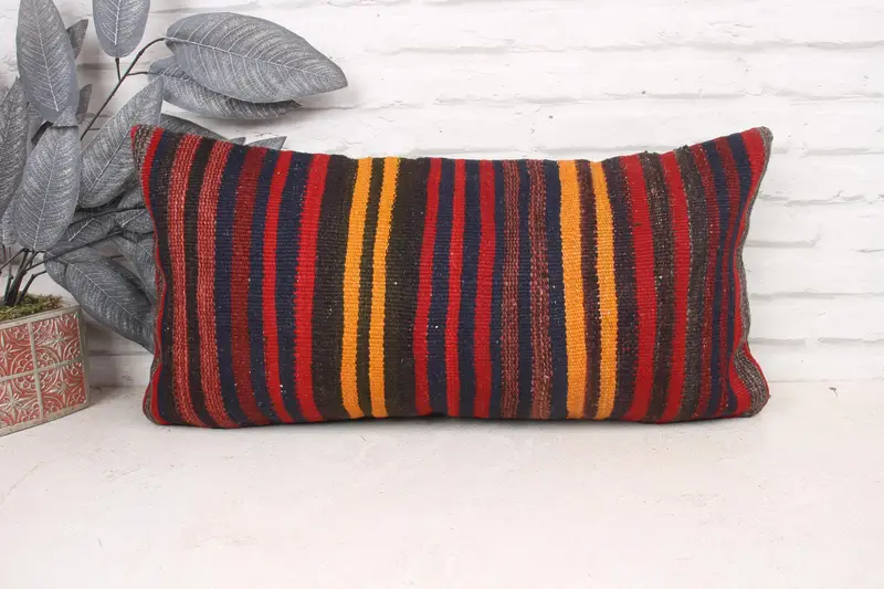 Turkish Kilim Pillow, Christmas Cushion, Retro Pillow, Interior Designer Pillow, 12x24 Red Pillow Cover, Antique Pillows, Cushion - 1