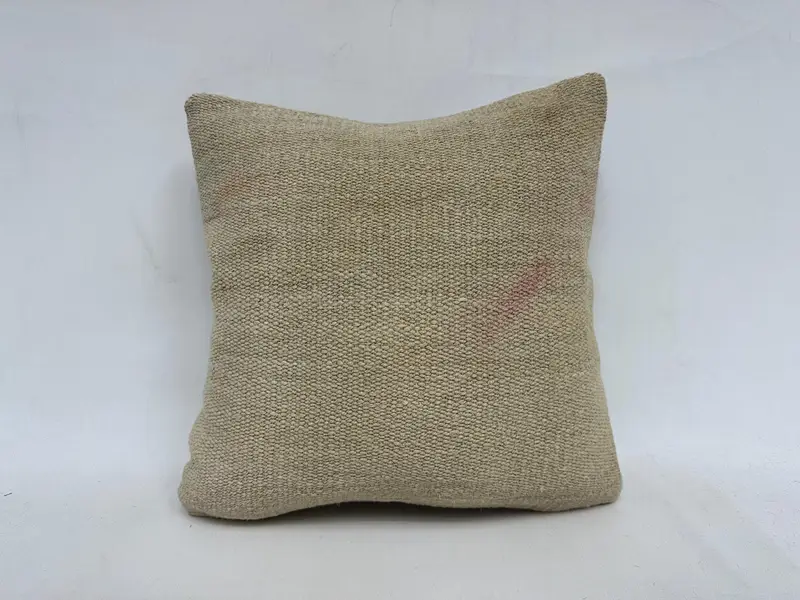 18x18 Beige Pillow, Kilim Pillow, Turkish Pillow, Throw Kilim Pillow, Pillow Sham, Handwoven Pillow Cover Pillow Case, Bright Cushion Cover - 1
