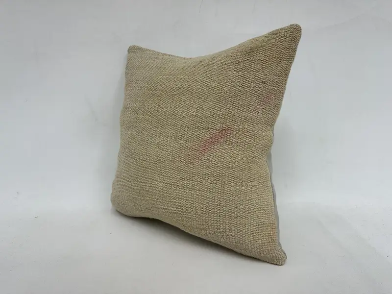 18x18 Beige Pillow, Kilim Pillow, Turkish Pillow, Throw Kilim Pillow, Pillow Sham, Handwoven Pillow Cover Pillow Case, Bright Cushion Cover - 4