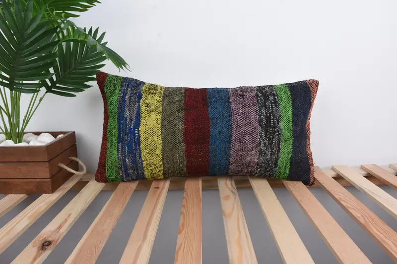 Home Decor Pillow, Southwestern Pillow Sham, Boho Pillow, Pillow Sham, Vintage Kilim Throw Pillow, Nautical Throw Cushion Cover, 12x24 Blue Pillow - 1