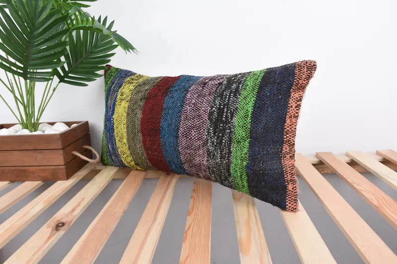 Home Decor Pillow, Southwestern Pillow Sham, Boho Pillow, Pillow Sham, Vintage Kilim Throw Pillow, Nautical Throw Cushion Cover, 12x24 Blue Pillow - 5