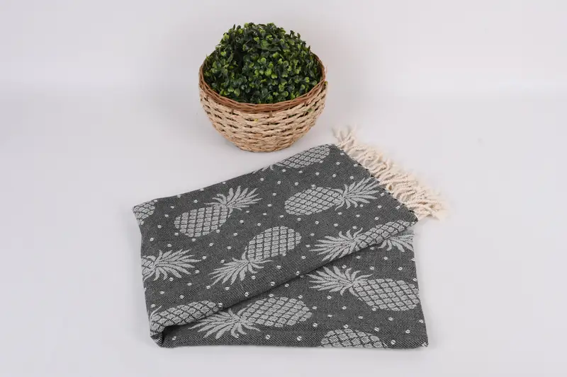 Monogrammed Beach Towel, Turkish Beach Towel Personalized, Soft towel, Quick-dry peshtemal, 80x40 Cotton Pineapple Design Towel, Gift For Mom - 5
