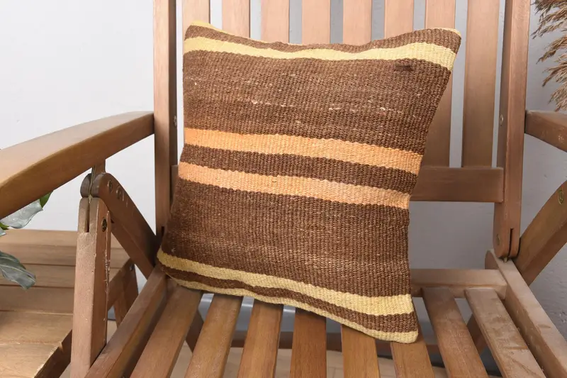Pillow Case, Gift Pillow, Ikat Pillow Cover, Boho Pillow, Boho Pillow Sham Cover, Ethnic Pillow Cover, Ottoman Cushion, 14x14 Brown Pillow Cover - 4