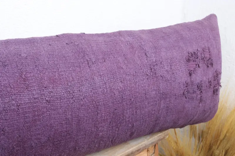 12x48 Purple Cushion Cover, Interior Designer Pillow, Vintage Kilim Throw Pillow, Pillow for Sofa, Pillow Sham, Wool Kilim Pillow Pillow - 5