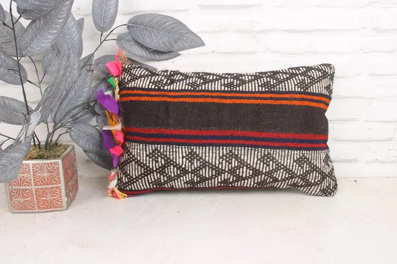 Decorative Cushion Cover, Pillow for Couch, Vintage Pillow, Kilim Cushion Sham, 12x20 White Pillow, Cushion Case, Comfy Throw Pillow Sham - 1