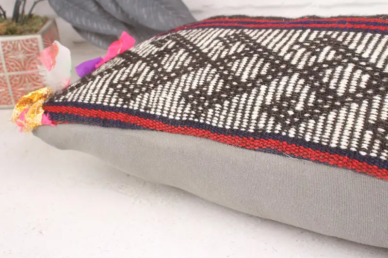 Decorative Cushion Cover, Pillow for Couch, Vintage Pillow, Kilim Cushion Sham, 12x20 White Pillow, Cushion Case, Comfy Throw Pillow Sham - 7