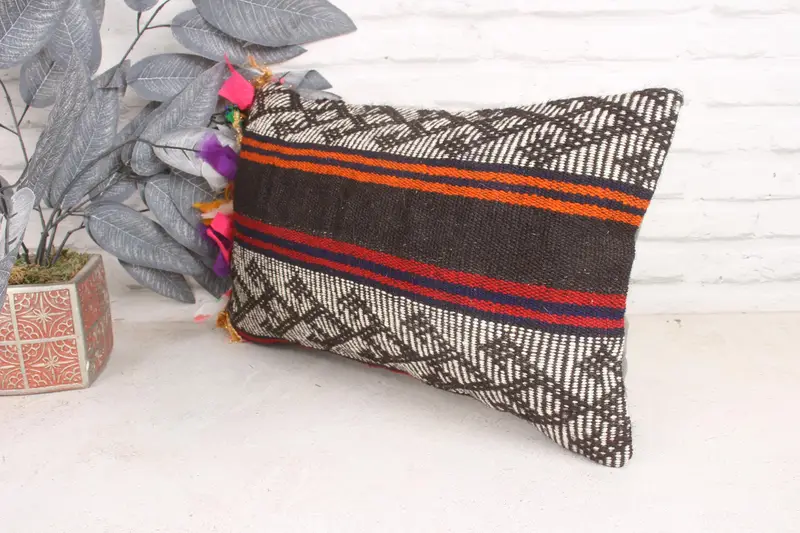 Decorative Cushion Cover, Pillow for Couch, Vintage Pillow, Kilim Cushion Sham, 12x20 White Pillow, Cushion Case, Comfy Throw Pillow Sham - 4