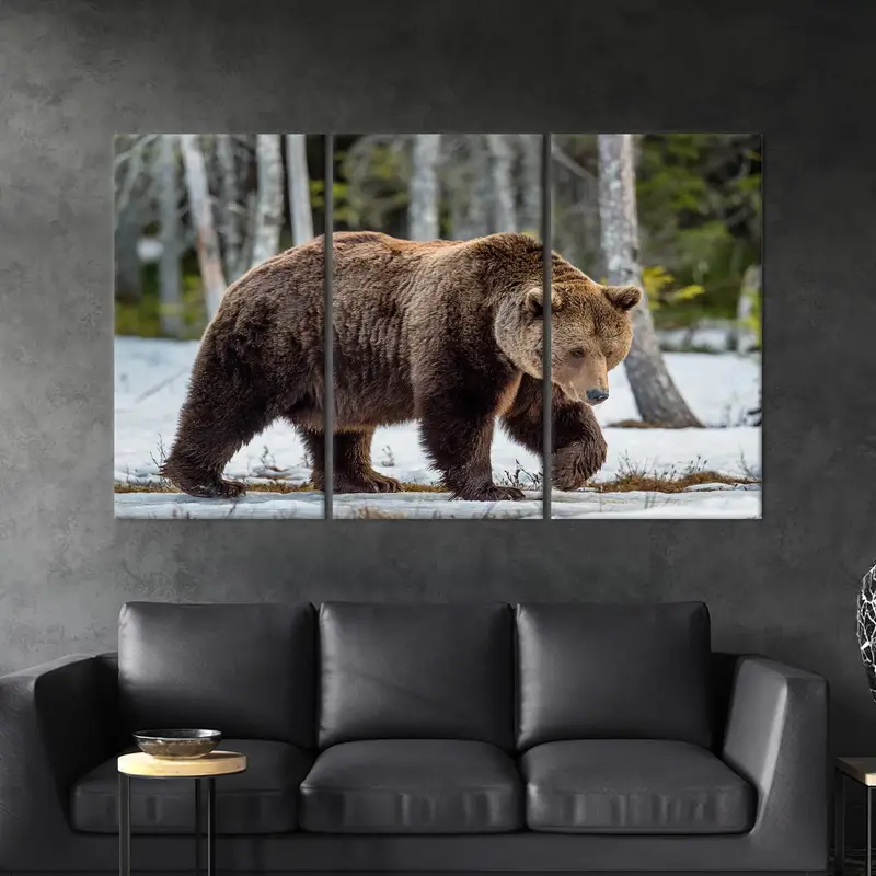 Bear Canvas Wall Art, Wild Animal Print, Loft Canvas Art, Man Cave Wall Decor, Wild Life Wall Art, Brown Bear Wall Art, Home Decor, - 2