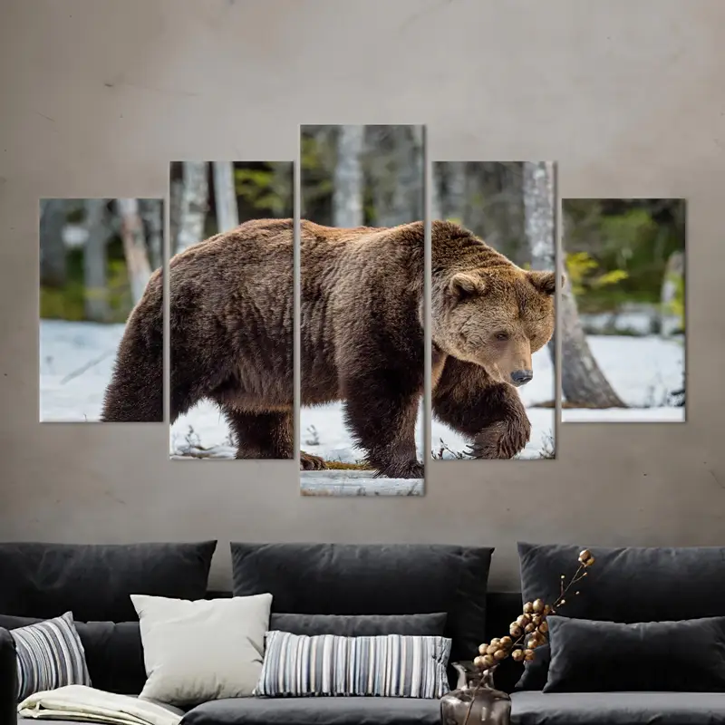 Bear Canvas Wall Art, Wild Animal Print, Loft Canvas Art, Man Cave Wall Decor, Wild Life Wall Art, Brown Bear Wall Art, Home Decor, - 6