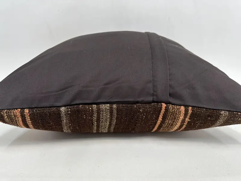Pillow Case, Kilim Cushion Sham, Art Deco Cushion Cover, Turkish Kilim Pillow, 20x20 Brown Cushion, Vintage Kilim Pillow, Patio Cushion - 7