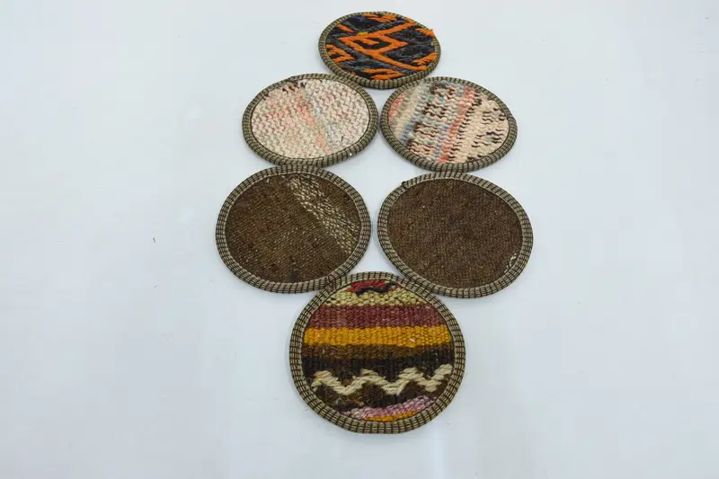 Bohemian Round Coaster, Brown and Yellow Table Coaster
