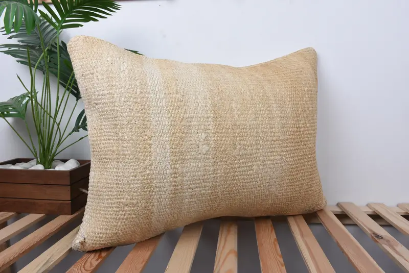 Cushion, Authentic Cushion, Kilim Pillow Cover, Bright Cushion Cover, 20x28 Beige Pillow Cover, Pillow for Sofa, Ethnical Kilim Rug Pillow - 4