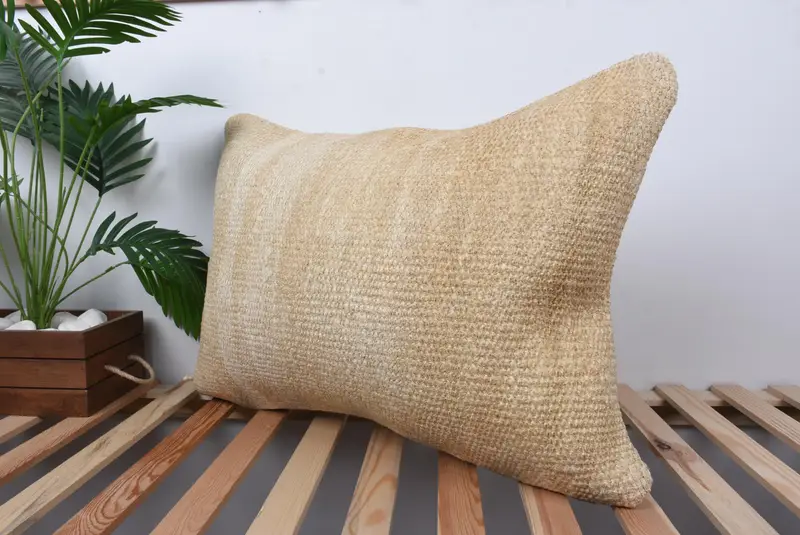 Cushion, Authentic Cushion, Kilim Pillow Cover, Bright Cushion Cover, 20x28 Beige Pillow Cover, Pillow for Sofa, Ethnical Kilim Rug Pillow - 5